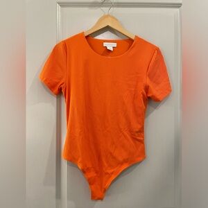 House of Harlow 1960 Vibrant Orange Short-Sleeve Bodysuit